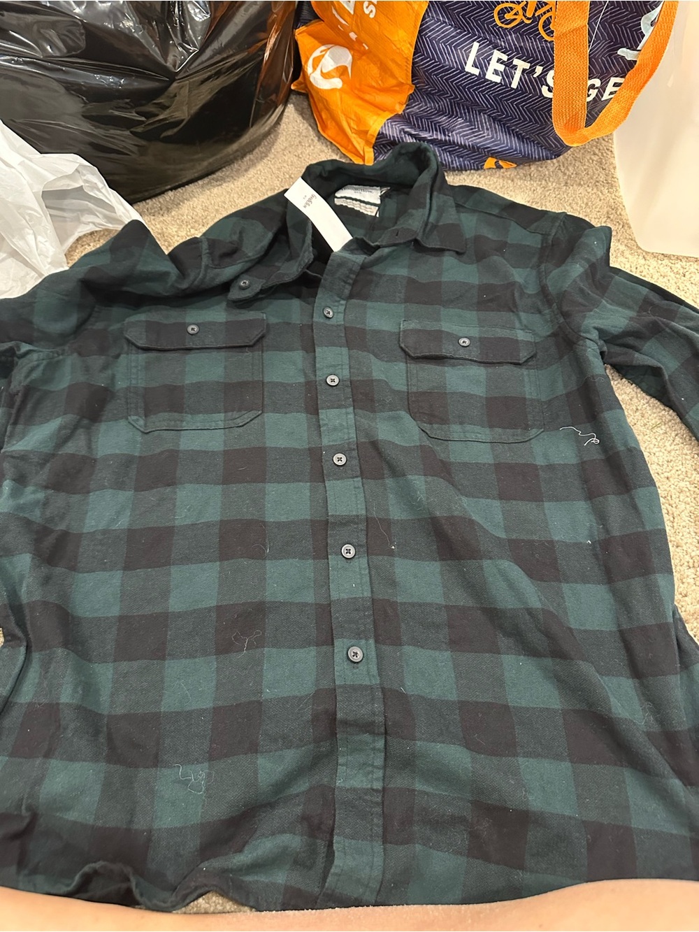 Goodfellow & Co Green and Black Plaid Button-Down Shirt - Picture 3 of 5